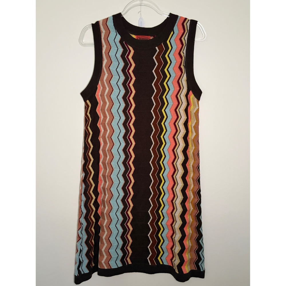 Missoni for Target Brown Zigzag Chevron Knit Sleeveless Shift Dress Large